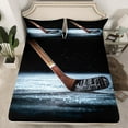thumbnail image 2 of jejeloiu Hockey Sport Bed Sheets,Ball Game Lover King Sheets,Gray Brown Black Sheet Set For Kids Boys,Super Cozy Room Decorative,4 Pieces, 2 of 7