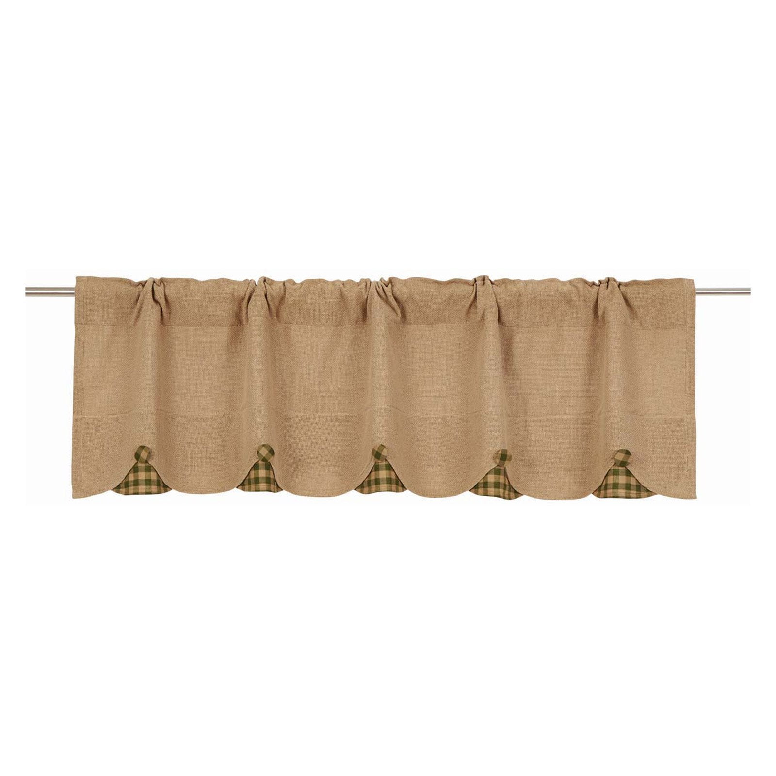 VHC Brands Burlap Check Scalloped Valance - Thumbnail 5