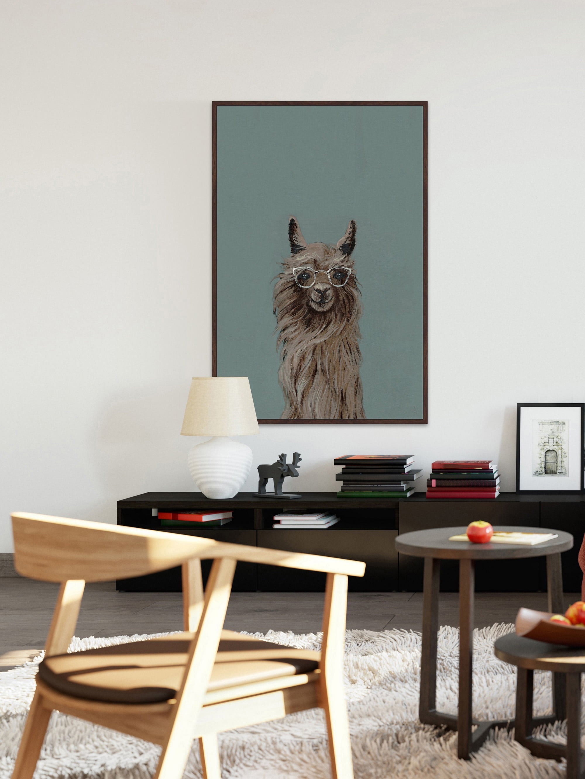 Shaggy Llama II Floater Framed Painting Print on Canvas