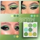 thumbnail image 3 of Paleta de sombras de ojos verdes Maquillaje con brillo verde, verde claro intenso Amarillo 9 colores Sombra de ojos con brillo mate Plattet de sombra de ojos colorida de larga duración para mujer(01), 3 of 5