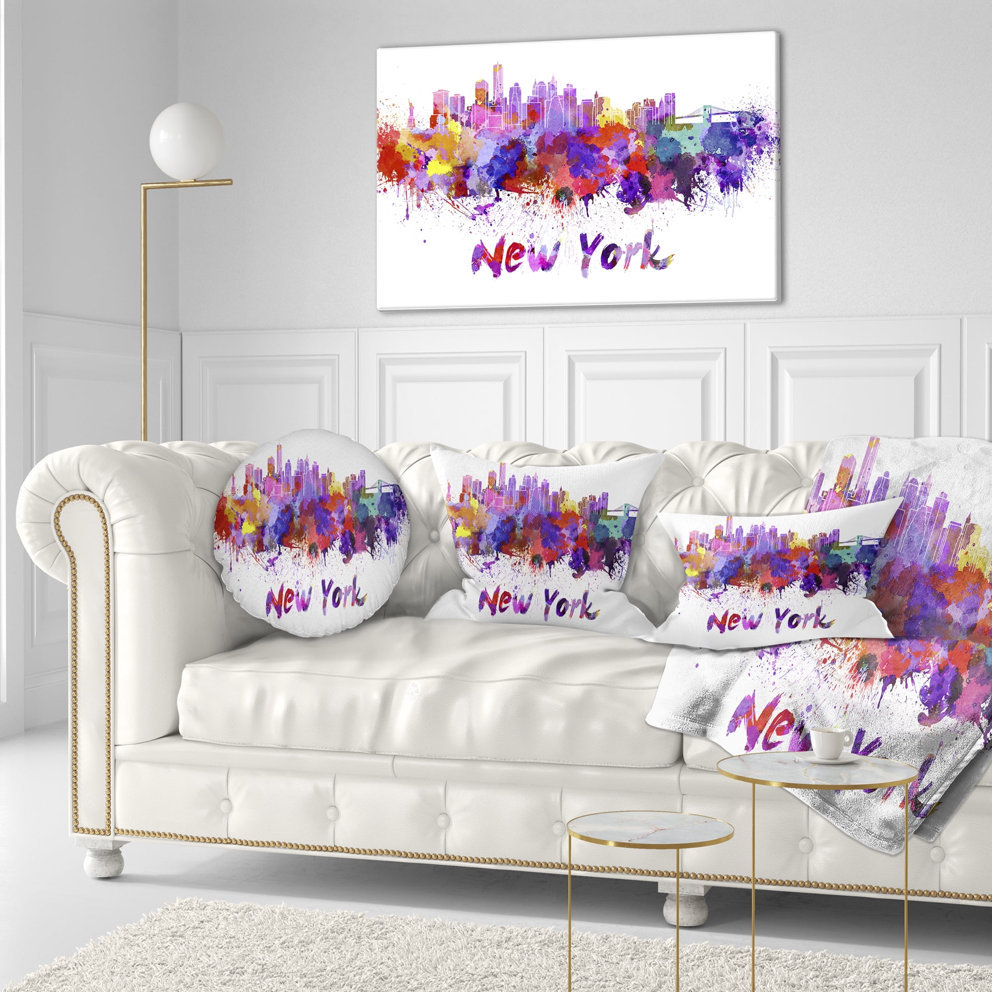 Designart New York Skyline - Cityscape Throw Pillow - 12x20