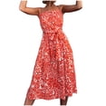 thumbnail image 1 of EQWLJWE Robes pour Femmes Robes pour Femmes 2023 Mode Femmes Élégante Imprimé Laçage Bretelles Sans Manches Robe à Simple Boutonnage Jupe Longue, 1 of 6
