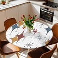 thumbnail image 3 of Blue Red Diamond Fitted Tablecloth with Elastic Edged, Round Table Cloth for Dining Table, Modern Geometric Middle Century Waterproof Oil Proof Table Cover for Indoor Outdoor 45"-54", 3 of 8