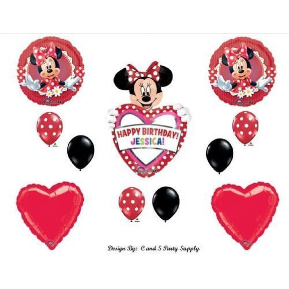 Red Mad About Minnie Mouse PERSonALIZED Happy Birthday Party Balloons Decorations Supplies
