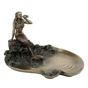 Mermaid Blowing Conch Shell Plate - Home Accent