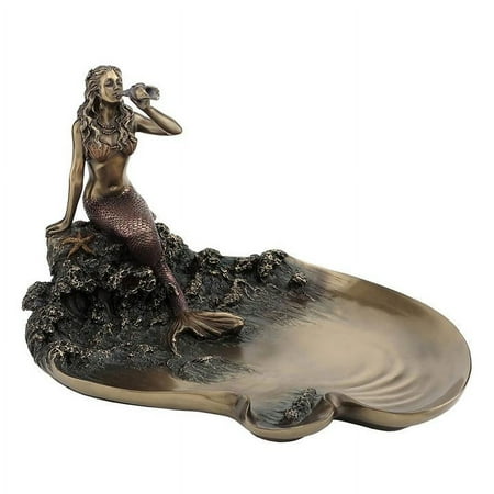 Mermaid Blowing Conch Shell Plate - Home Accent