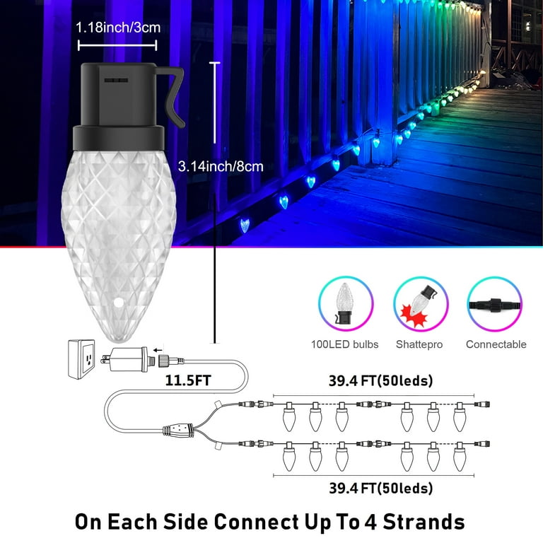 Color Chase Bluetooth APP Controlled C9 LED String Lights