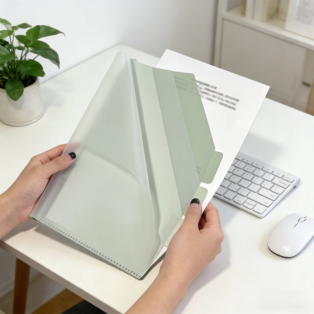 Carpeta transparente expandible con 6 bolsillos – Organizador de documentos en forma de L para exámenes tamaño A4 y almacenamiento de oficina.