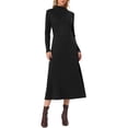 thumbnail image 2 of INSPIRE CHIC Fall Ribbed Knit Dresses for Women Mock Neck Casual Long Sleeve Maxi Dress S Black, 2 of 6