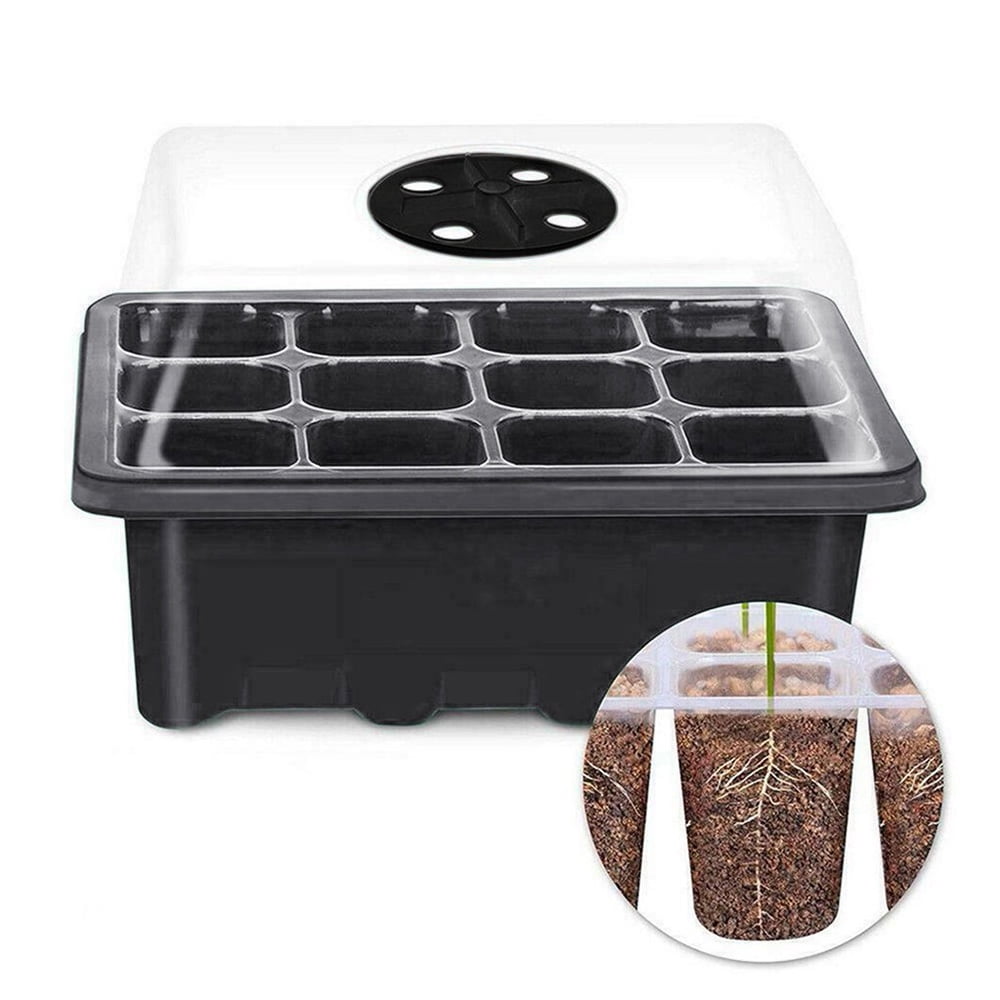 Details about   24 Holes Plant Tray Germination Tray With Dome Garden Grow Box Pot Supply 