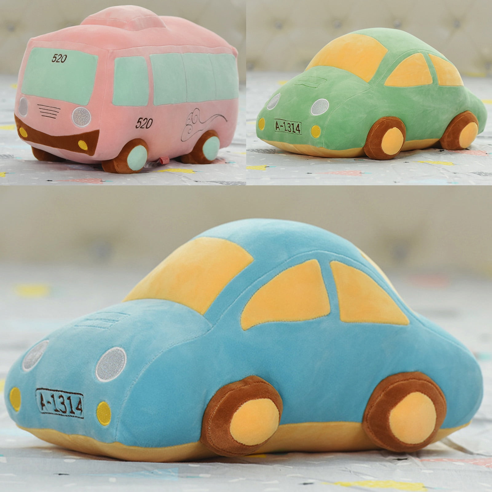 Taize Stuffed School Bus Toy Skinfriendly Breathable Fine Workmanship Home Decor Stuffed Plush