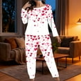 thumbnail image 2 of yievot Women's Valentines Pajama Sets Plus Size Long Sleeve Pjs Heart Printed Sleepwear Loungewear, 2 of 7