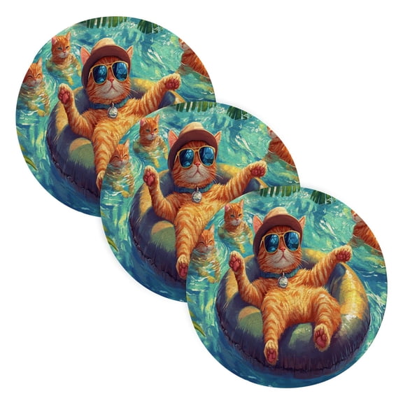 BZSMCE Mats for Pots,Pans Place Cats Swimming Simple Style Pattern Pot Mats