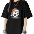 thumbnail image 1 of T Shirts for Womens Football with Santa Hat Short Sleeve Graphic Tees Loose Fit T-Shirt Cotton Casual Tops, 1 of 8
