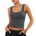 thumbnail image 2 of Douhoow Women Ribbed Tank Tops Slim Fit Vest Camisole Scoop Neck Sleeveless Lace Trim Cami Tops, 2 of 8