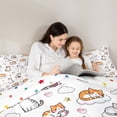 thumbnail image 4 of Feelyou Cartoon Cat Kitten Bedding Comforter Set 7pcs, Cloud Love Heart Full Bedding Set, 4 of 8