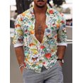 thumbnail image 1 of Camisa de hombre con estampado floral y cuello vuelto, informal, de manga larga, con botones, de Vaion, ropa de diseñador de moda, informal, cómoda, 1 of 6