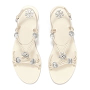 Tory Burch Women's Multi Strap Leather Sandal (New Ivory / Silver)