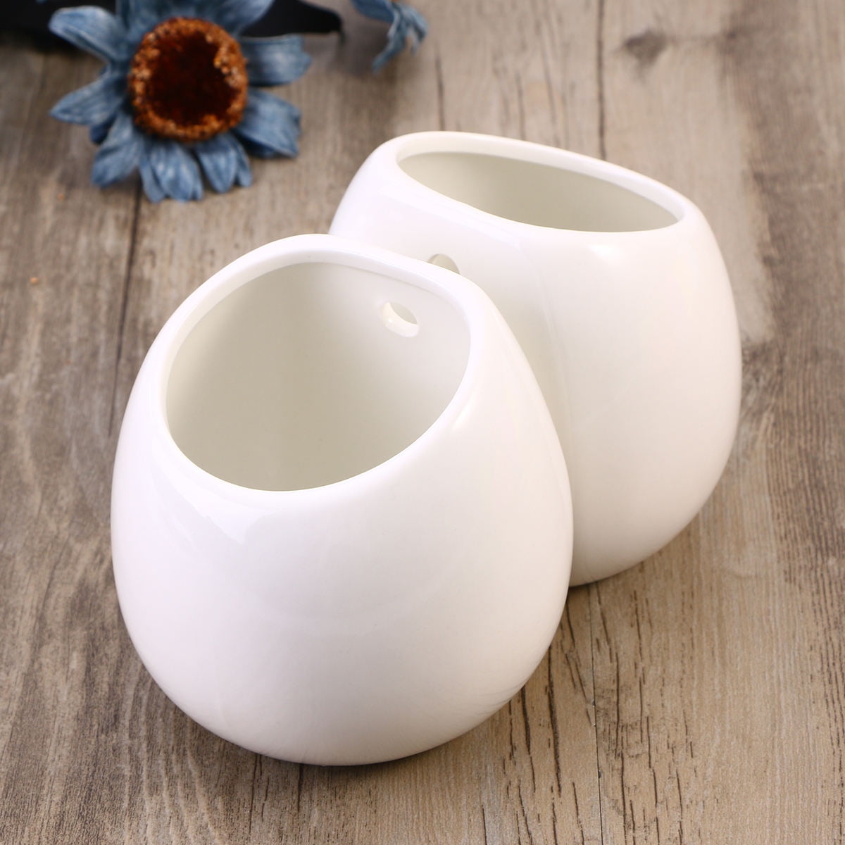 Raindrops 2-Pack Ceramic Wall Mounted Plant Pots Hanging for Indoor Outdoor Garden Decor