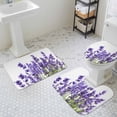 thumbnail image 3 of Spring Flowers Bathroom Rugs Set Country Watercolor Purple Lavender Floral Leaf Plant Non Slip Absorbent Soft Bath Mats 3 Piece Set with Bathroom Rug, U-Shaped Floor Mat, Toilet Seat Cover Small Size, 3 of 9