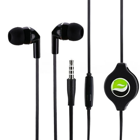 Premium Sound Retractable Headset Hands-free Earphones Mic Dual Earbuds Headphones Wired [3.5mm] Black 97 for LG G Pad 10.1 7.0 8.0 8.3 F 8.0 X8.3, G5 G6, Stylo 3, V10 V20 - Motorola Droid Turbo