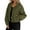 Army Green, variant on Women's Fashion Solid Color Baseball Jacket with Long Sleeve, High Neck, Drawstring Hem, and Pockets,Brown S