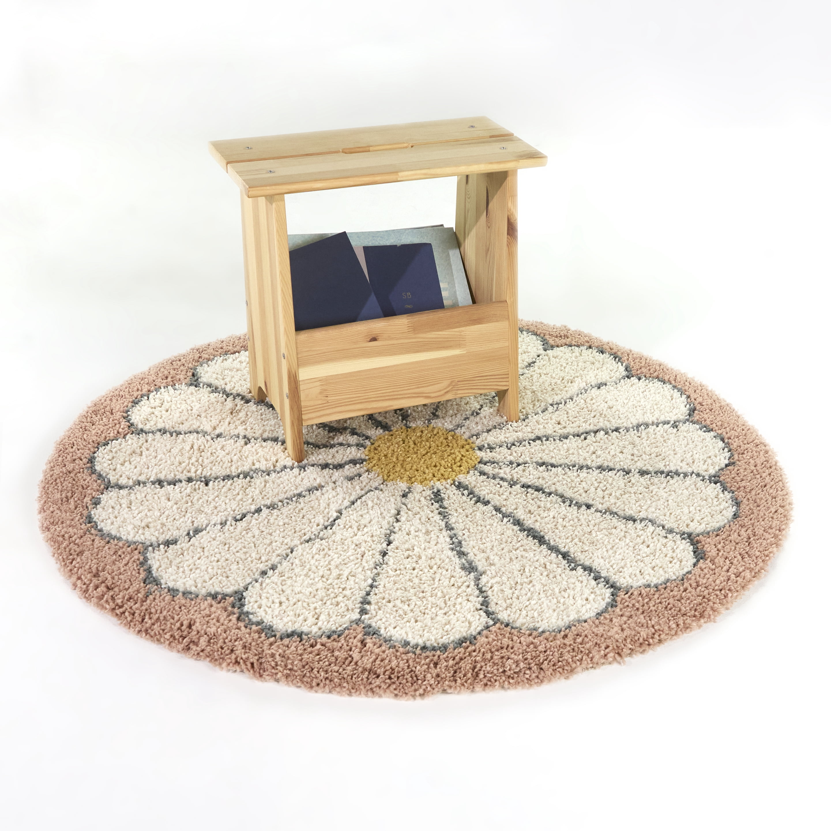 Mainstays Pink Floral Round Indoor Shag Rug, 47" Round