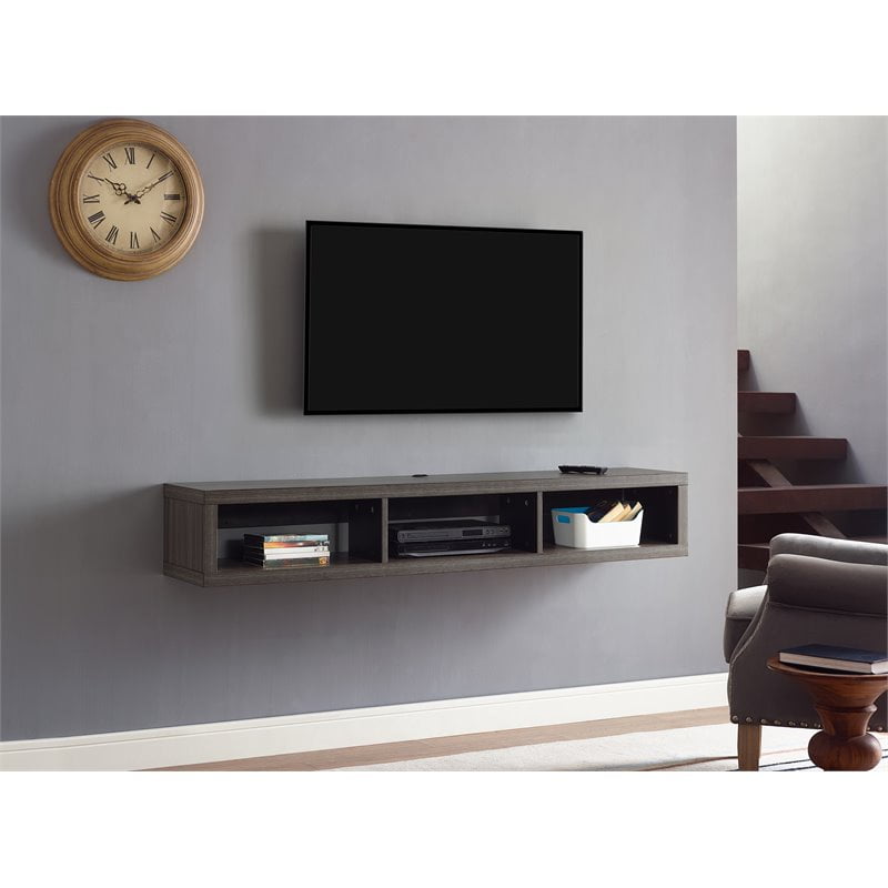 Beaumont Lane 60" Shallow Wall Mounted Media Console in Gray Walmart