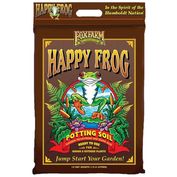FoxFarm Happy Frog Potting Soil, 12 Quarts - Ready-to-Use Amended Container Blend with Soil Microbes, Earthworm Castings, Bat Guano, and Aged Forest Products for Indoor & Outdoor Plants