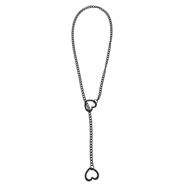 Collar con colgante de corazón en forma de Y de 26 mm de acero inoxidable, largo, estilo punk, gótico, vintage, para mujeres y niñas