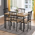 thumbnail image 1 of Bingirl Dining Table Set for 4 Metal and Wood Indoor Modern Rectangular 5-Piece Dining Table Furniture Set (Rustic Brown), 1 of 9