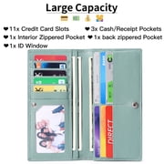 Sendefn Wallets for Women RFID Blocking Ultra Slim Real Leather Credit Card Holder Clutch