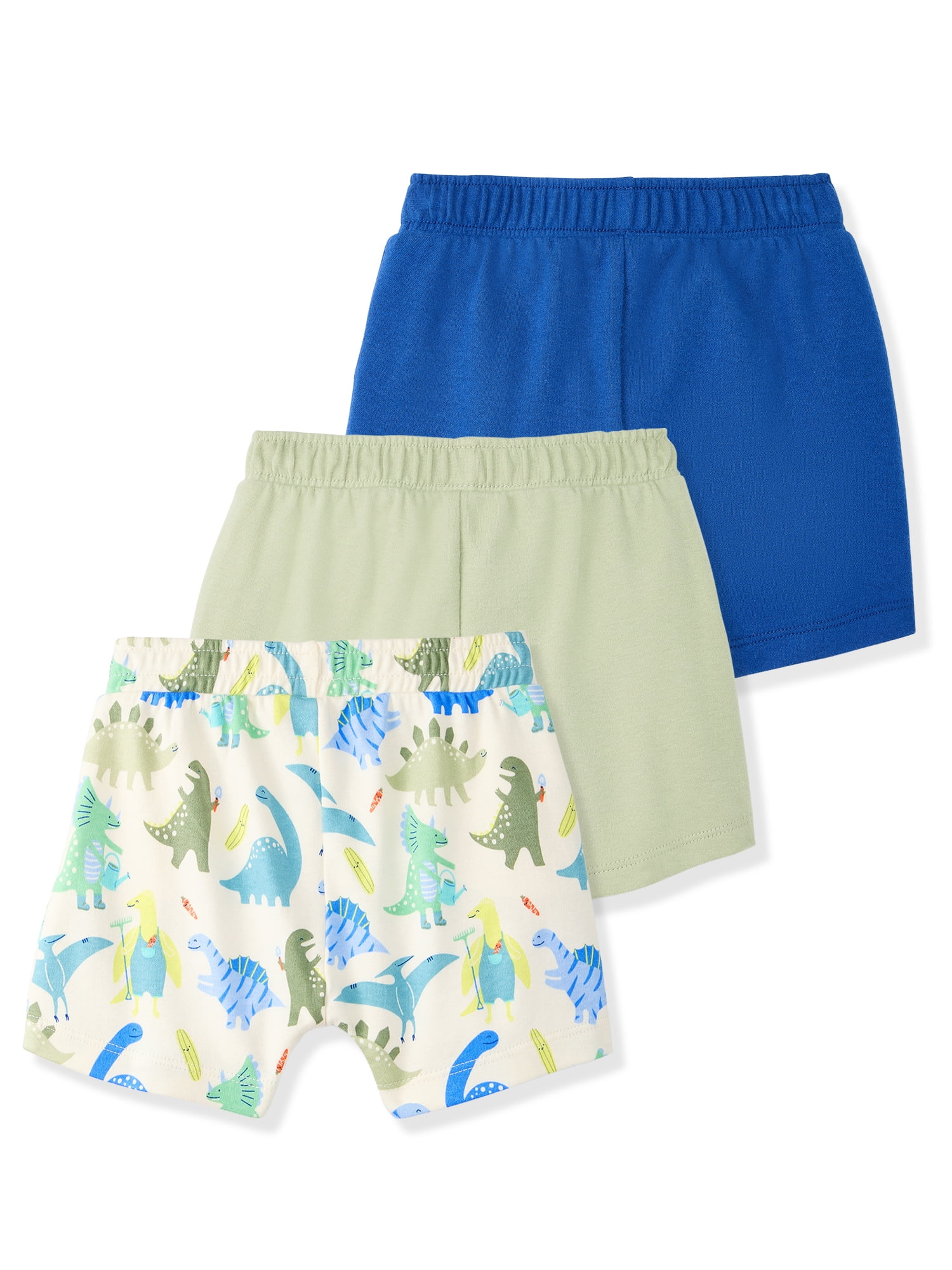 Garanimals Newborn & Baby Boy Cotton Pull-On Shorts, Solids & Prints, 3-Pack, Sizes 0–24M