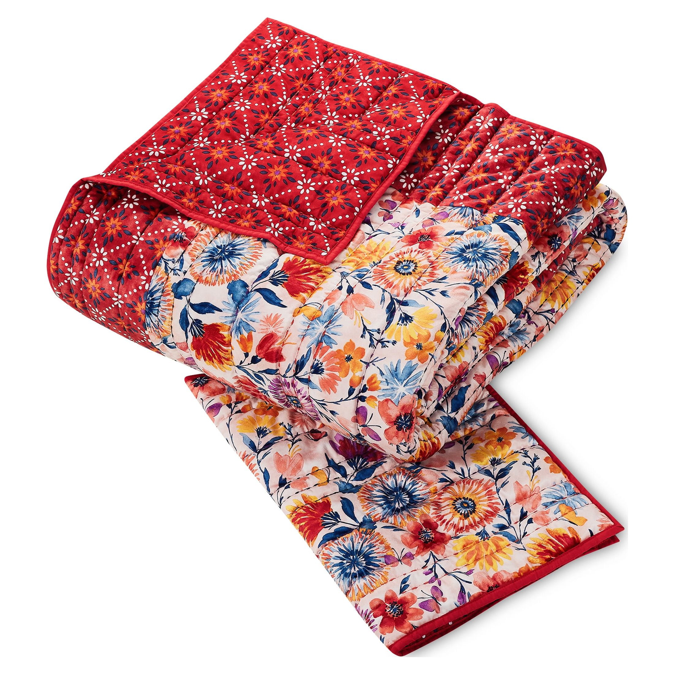 The Pioneer Woman Fluttering Fancies Polyester Velvet Quilt, Full/Queen