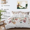 thumbnail image 3 of King 4 Piece Bedding Set Watercolor Eucalyptus Leaves Soft Breathable Duvet Cover and Pillowcase, Red Berry Green Leaves Duvet Cover Set Bed Sheets for Bedroom Dormitory Guest Room, 3 of 9