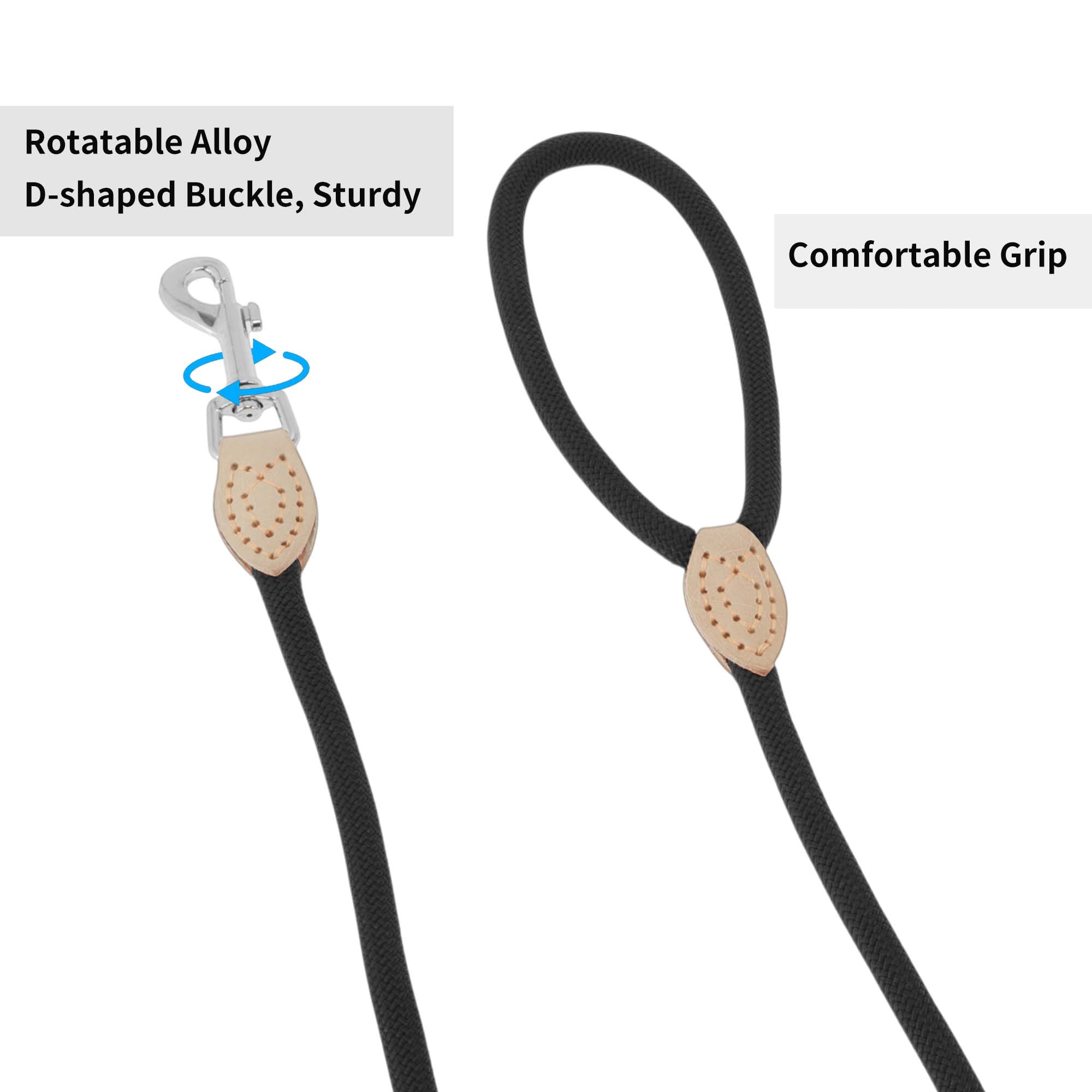 Unique Bargains Dog Leash Rope Training Rope Black 0.59"