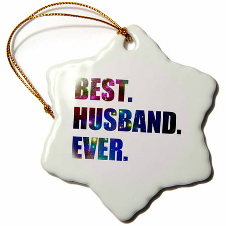3dRose Best Husband Ever - cut out of outer space stars and galaxies graphic, Snowflake Ornament, Porcelain,
