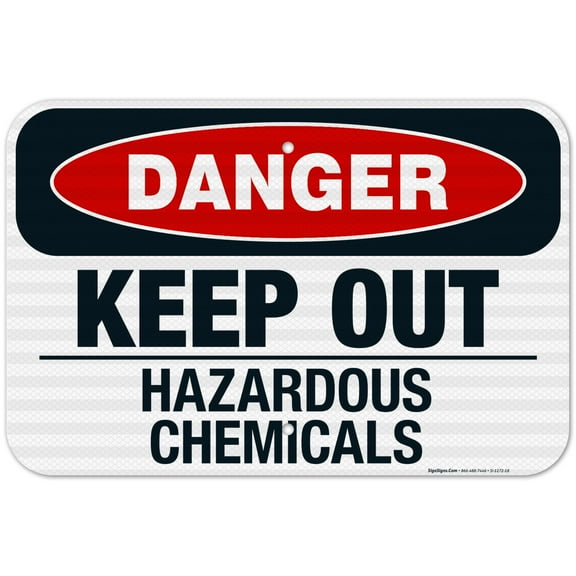 Danger Keep Out Hazardous Chemicals Sign, OSHA Danger Sign, 12x18 Reflective Aluminum EGP