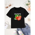 thumbnail image 1 of T-Shirt Graphique Fraise Adorable pour Filles - Coton Rose Doux Manches Courtes, Col Rond Décontracté Haut d'Été avec Design de Fruits Juteux, 1 of 6