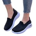 thumbnail image 3 of Women's Woven Orthopedic Breathable Soft Shoes Lightweight Comfortable Mesh Stretch Sneakers,Go Walking Slip on Foam Shoes (Black), 3 of 7