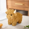 thumbnail image 4 of Xecvkr Cow Resin Statue Scottish Highland Cattle Lifelike Standing Lying Posture Four Colors Tabletop Decor 1 Piece, 4 of 9