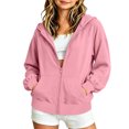 thumbnail image 2 of Atogsazn Childrens Girls Full Zip Hoodies Kids Casual Oversized Long Sleeve Hooded Sweatshirt Fall Winter Tops Clothes Pink 15-16 Years Fashion, 2 of 9