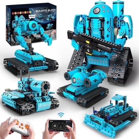 HogoKids 5 in 1 RC Robot Building Set, 444-Piece App and Remote Control Rechargeable Toy for Boys and Girls Ages 6-12