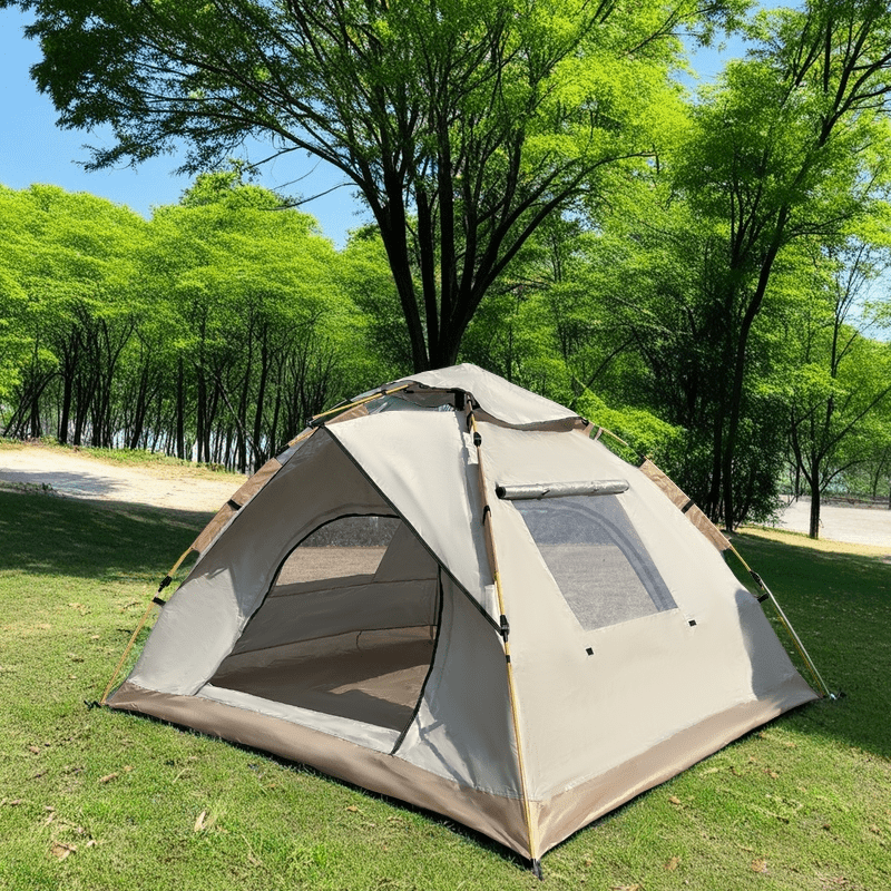 Camping Tent with Sun & Rain Protection, Quick Setup, Mesh Screen & Removable Ceiling, Reinforced Design for Outdoor Adventures and Family Use, White