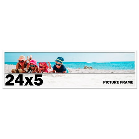24x5 Frame White Solid Wood Picture Frame Includes UV Acrylic Shatter Guard Front, Acid Free Foam