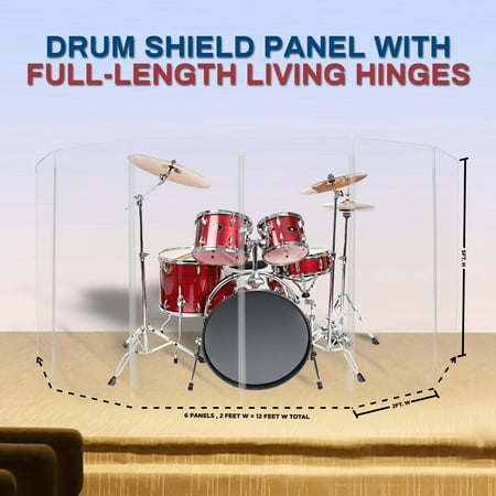 PENNZONI Drum Shield 6 Panels & Living Hinges 5 ft Clear Acrylic Panels