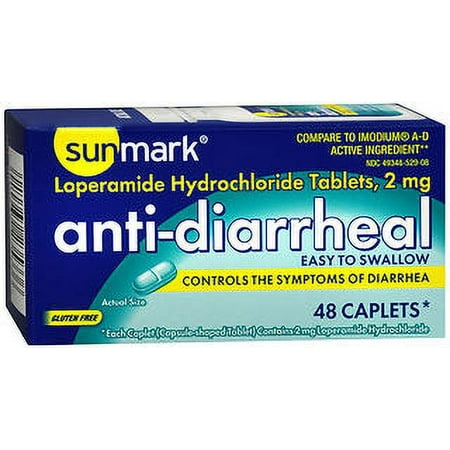 Sunmark Anti-Diarrheal Caplets, 48 Count
