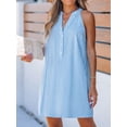 thumbnail image 3 of Vestido CUPSHE Minivestido de verano a rayas con cuello en V sin mangas, azul, 3 of 7