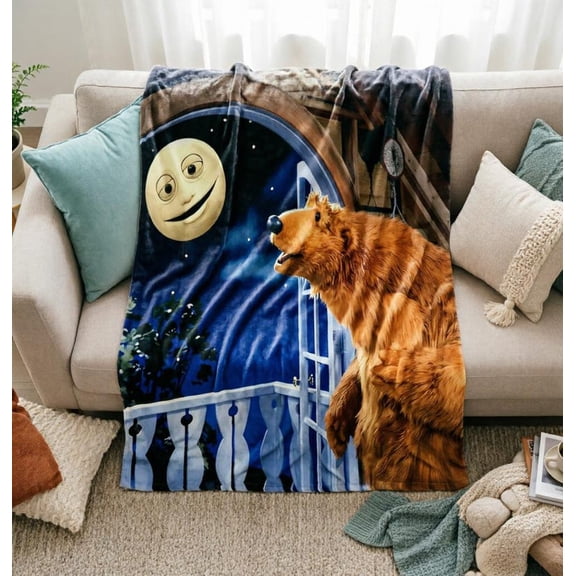 Bear in the Big Blue House Soft Flannel Fleece Blanket, Retro Cartoon Fan Throw 30x40 Inch