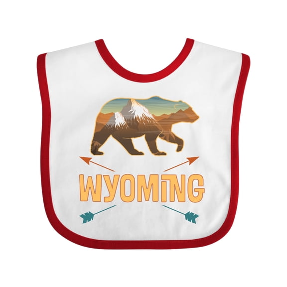 Inktastic Wyoming Vacation Bear Silhouette Boys or Girls Baby Bib
